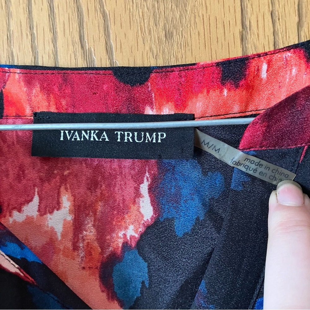 Ivanka Trump Charming Floral Blouse - Black with Coral & Blue Button Down - Picture 5 of 6